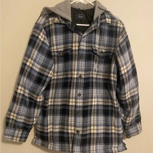 G.H. Bass & Co. Blue and Gray Plaid Kids Hoodie